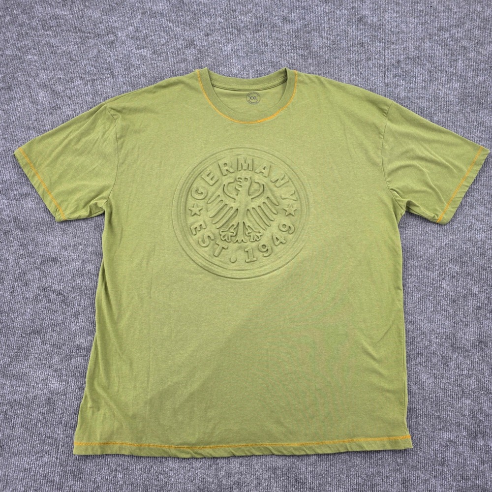 Max 2001 Germany Est 1949 Embossed Eagle Crest T-Shirt XXL Olive Green Mens